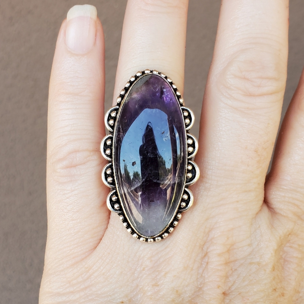 New Amethyst Lace 925 Silver Statement Ring. - Picture 8 of 12